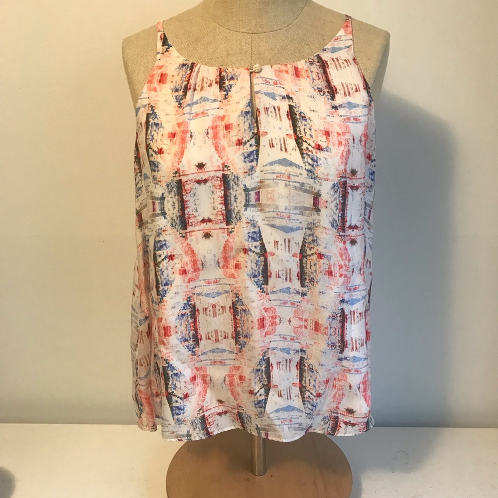 Tangerine nyc watercolor print sleeveless tank S